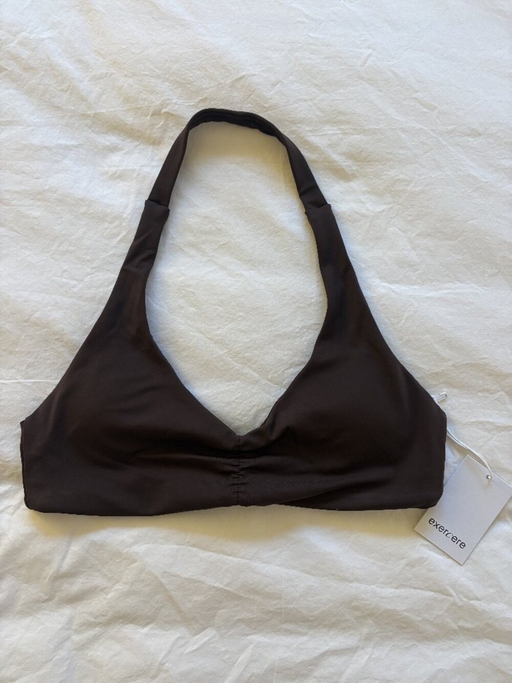 Exercere Scrunch Halter Bra Sports Bra Pecan Brown NWT Size S Pilates
